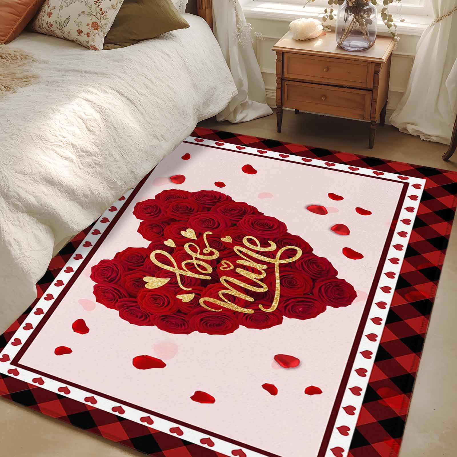 Area Rug for Living Room, Valentine's Day Non-Slip Indoor Large Carpet ...
