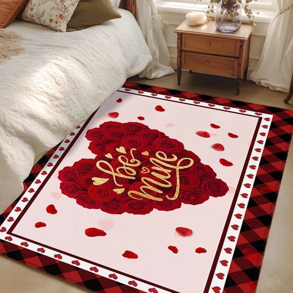Area Rug for Living Room, Valentine's Day Non-Slip Indoor Large Carpet ...