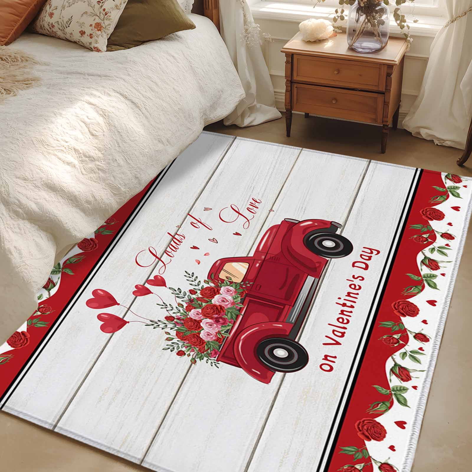Valentine Rug Area Rug for Living Room, Valentine's Day Non-Slip Indoor Large Carpet ...