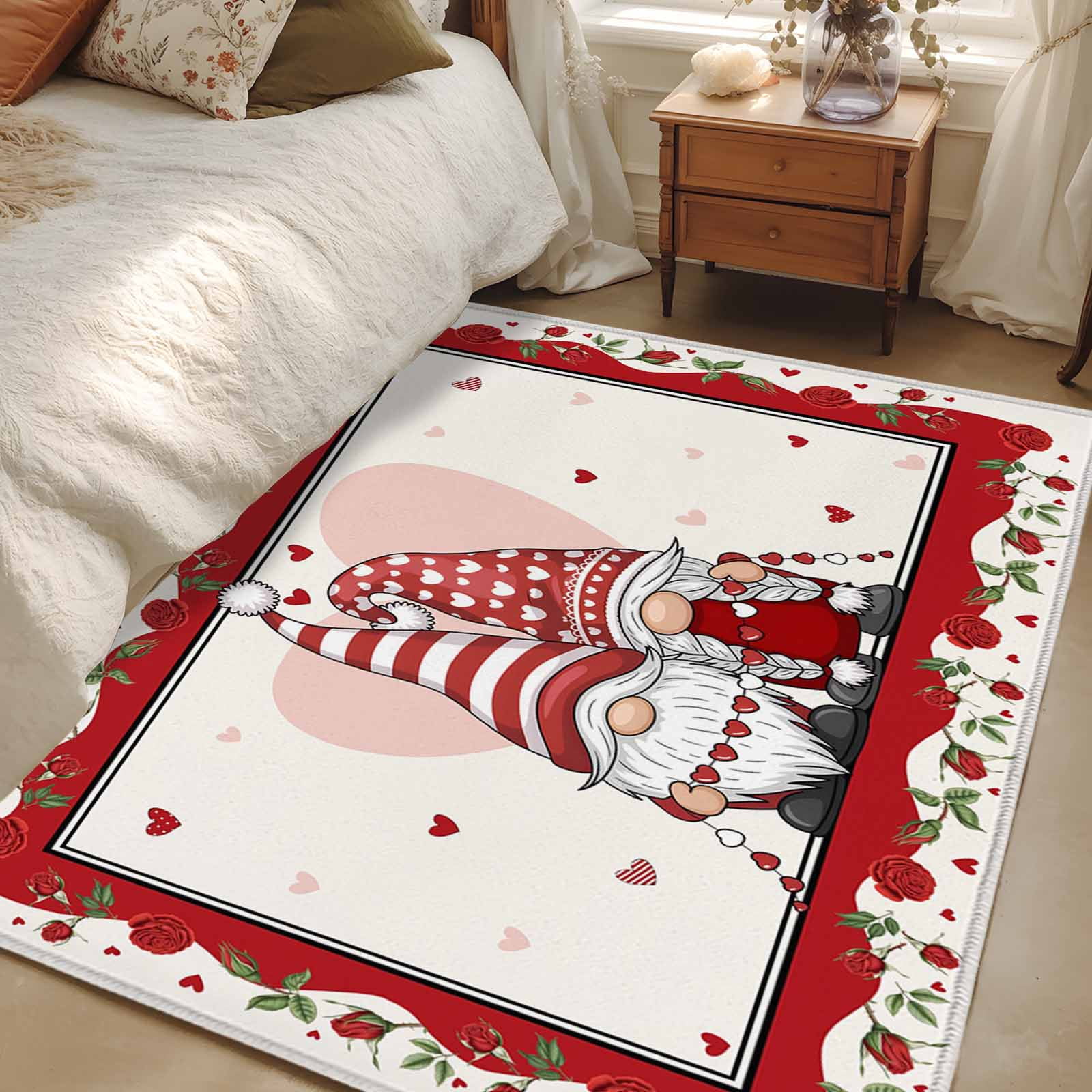 Area Rug for Living Room, Valentines Day Non-Slip Indoor Large Carpet ...