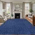 thumbnail image 1 of Area Rug for Living Room, Vintage Navy Blue Non-Slip Indoor Large Carpet for Bedroom/Dining Room, Farmhouse Retro Dark Solid Color Linen Texture Washable Low-Profile Floor Runner Rugs - 5 x 8 Ft, 1 of 7