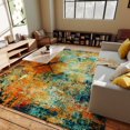 thumbnail image 1 of Area Rug For Living Room Washable Non-Slip Area Rugs 5x7ft Living Room, Boho Bedroom Mats Under Bed, Soft Stain Resistant Non-Shedding Thin Carpet For Dining Room Apartment Blue And Orange, 1 of 12