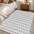 thumbnail image 1 of Area Rug for Living Room, White Geometric Non-Slip Indoor Large Carpet for Bedroom/Dining Room, Modern Minimalism Black Striped Lines Washable Low-Profile Rectangle Floor Runner Rugs - 4 x 6 Ft, 1 of 7
