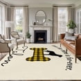 thumbnail image 1 of Area Rug for Living Room, Yellow Black Buffalo Checkered Non-Slip Indoor Large Carpet for Bedroom/Dining Room, Bones Cute Dogs Pets Washable Low-Profile Rectangle Floor Runner Rugs - 6 x 9 Ft, 1 of 8
