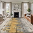 thumbnail image 1 of Area Rug for Living Room, Yellow Grey Abstract Non-Slip Indoor Ex Large Carpet for Bedroom/Dining Room, Gradient Geometric Graffiti Retro Wooden Washable Low-Profile Floor Runner Rugs - 8 x 10 Ft, 1 of 8