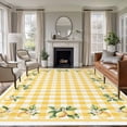 thumbnail image 1 of Area Rug for Living Room, Yellow Lemons Non-Slip Indoor Large Carpet for Bedroom/Dining Room, Floral Wreath Leaves Buffalo Plaid Washable Low-Profile Rectangle Floor Runner Rugs - 5 x 7 Ft, 1 of 7