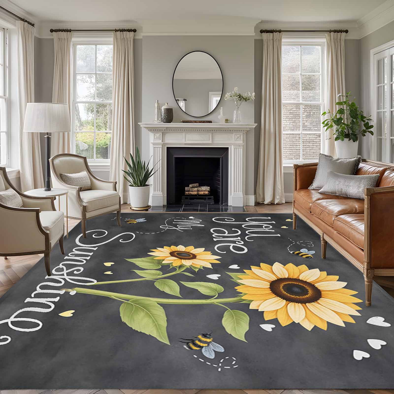 Area Rug for Living Room, You Are My Sunshine Non-Slip Indoor Large ...