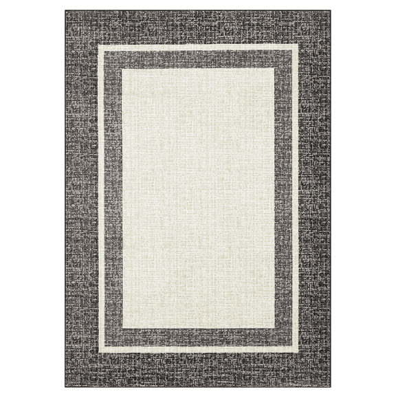 Area Rug Modern Bordered Floor Carpet – Non-Slip Backing, Washable Low Pile Accent Rug, Foldable Indoor Mat for Kitchen Bedroom Laundry Room