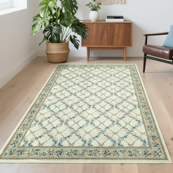 Area Rug Modern Floral Geometric Washable Carpet