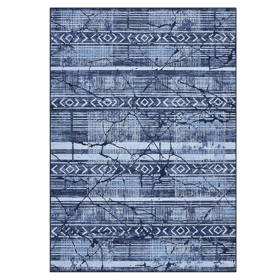 Area Rug Modern Geometric Accent with Non Slip Backing Marble Indoor Mat Washable Soft Low Pile Floor Cover for Bedroom Living Room Dining