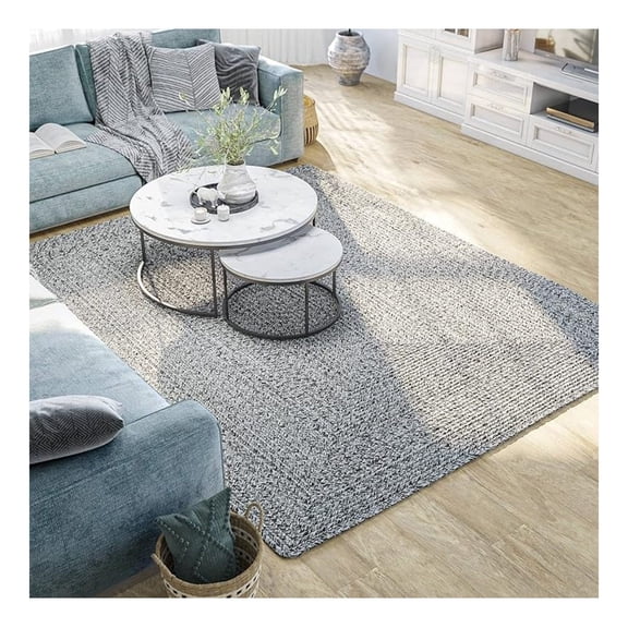 Area Rug Modern Solid Colored Indoor Outdoor Rug, Accent Rug for Patio, Living Room or Kitchen, Luxury Bohemian Style Home Decor, 8' x 10' - Light Gray
