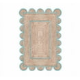 thumbnail image 1 of Area Rug Natural Jute Hand Braided Rug Turquoise Scalloped Runner, 1 of 8