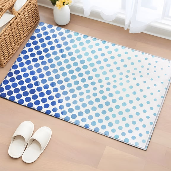 Area Rug Navy Blue Gradient Polka Dots Soft Rectangle Area Rugs Washable Rug for Living Room Bedroom Dining Room, Modern Geometric Non-slip Floor Carpet 2x3ft