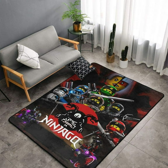 Area Rug Ninjago Duvet Living Room Carpet Bedroom 5x3 Feet Rug Flannel Children Crawling Non-Slip Floor Mat For Kids Playroom Garden Entry Home Decor 60x39 Inch