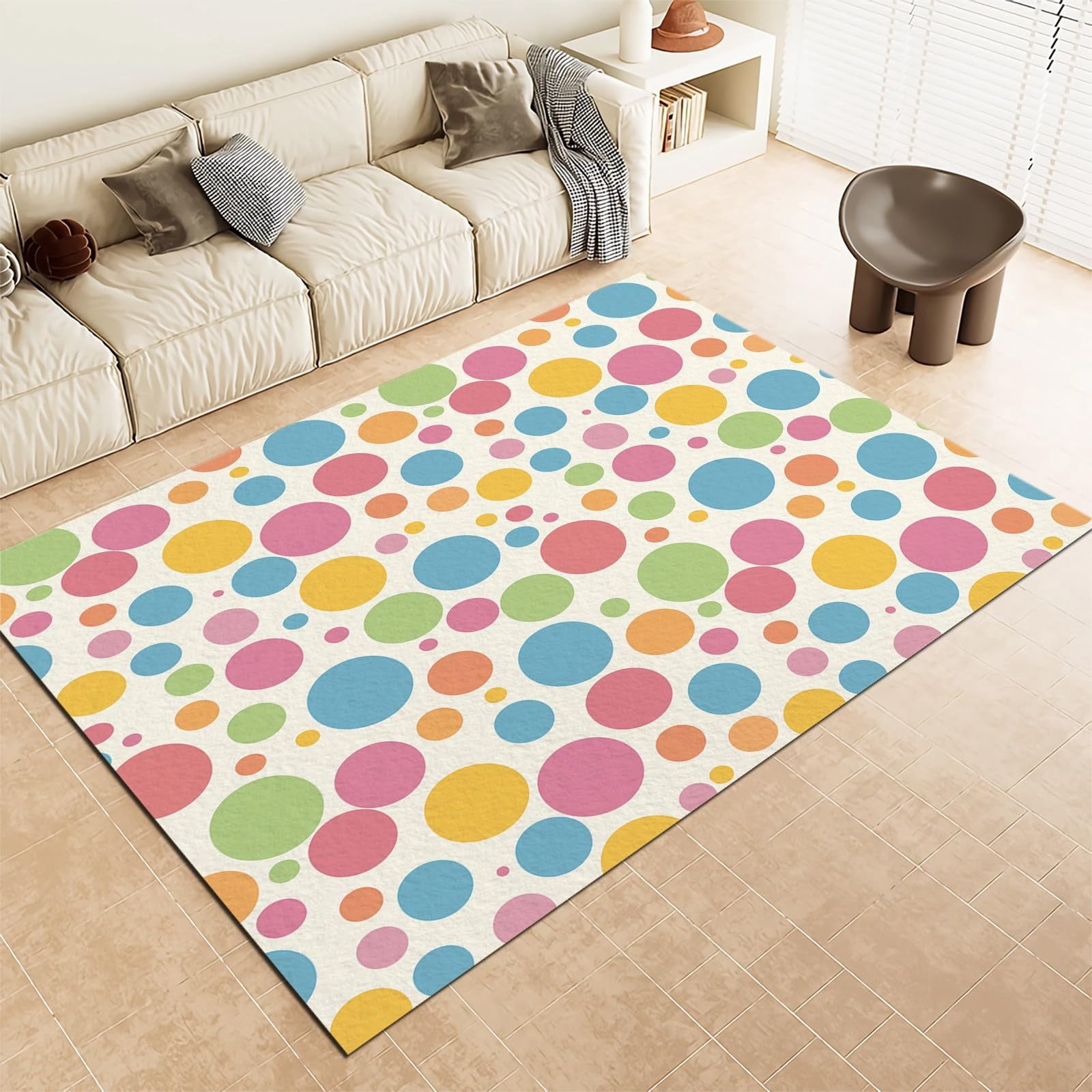Color Domain Rugs Area Rug Non-Slip Rug, Art Color Dots Print Carpet, Machine Washable ...