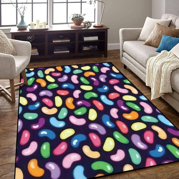 Area Rug Non-Slip Rug Cute Jellybean Candy Seamless Cartoon Flat Design For Wrapping Paper Indoor Outdoor Living Room Bedroom Home Decor Doormat Yoga Mat Patio Floor Mat 4x5ft