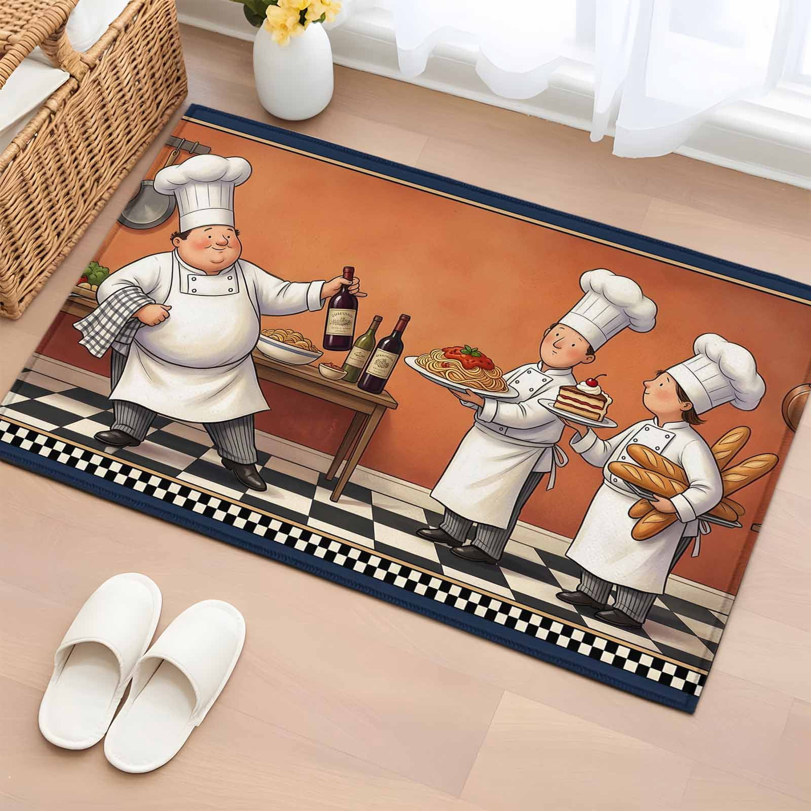 Area Rug Pastry Chef Gourmet Kitchen Rectangle Area Rugs Washable Rug ...