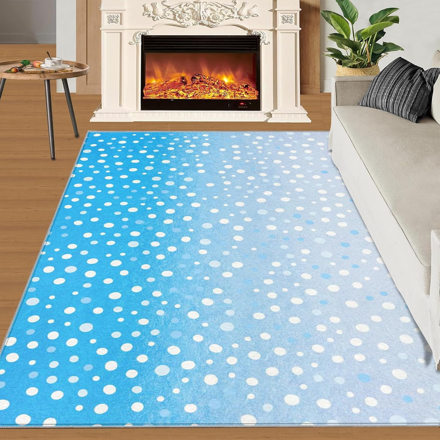 Area Rug Polka Dots Small Anti-Slip Washable Doormat, Geometric Round ...