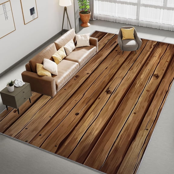 Area Rug Rectangle Carpet, Ancient Wooden Wall Texture Printed Pattern Area Rugs, Distressed Traditional Washable Rugs, With Nonslip Backing Carpet, For Indoor Bedroom Living Room Home Office