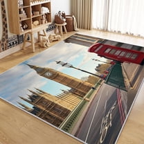 Area Rug Rectangle Carpet, City Landscape London Big Ben Machine Washable Rug For Living Room, Stain Resistant Non Slip Colorful Decorative Carpet For Bedroom Kitche