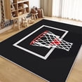 thumbnail image 1 of Area Rug Rectangle Carpet For Living Room, Geometric Basketball Pattern Machine Washable Rug, Stain Resistant Non Slip Black Rug For Bedroom Kitchen, 1 of 6