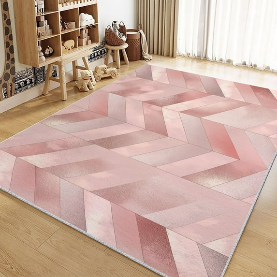 Area Rug Rectangle Carpet, Geometric Design Herringbone Machine Washable Rug For Living Room, Stain Resistant Non Slip Light Color Decorative Carpet For Bedroom Kitchen