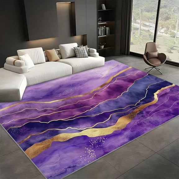 Area Rug Rectangle Carpet, Marble Gold Watercolor Printed Pattern Area Rugs, Fantasy Stripes Washable Rugs, With Nonslip Backing Carpet, For Indoor Bedroom Living Room Home Office