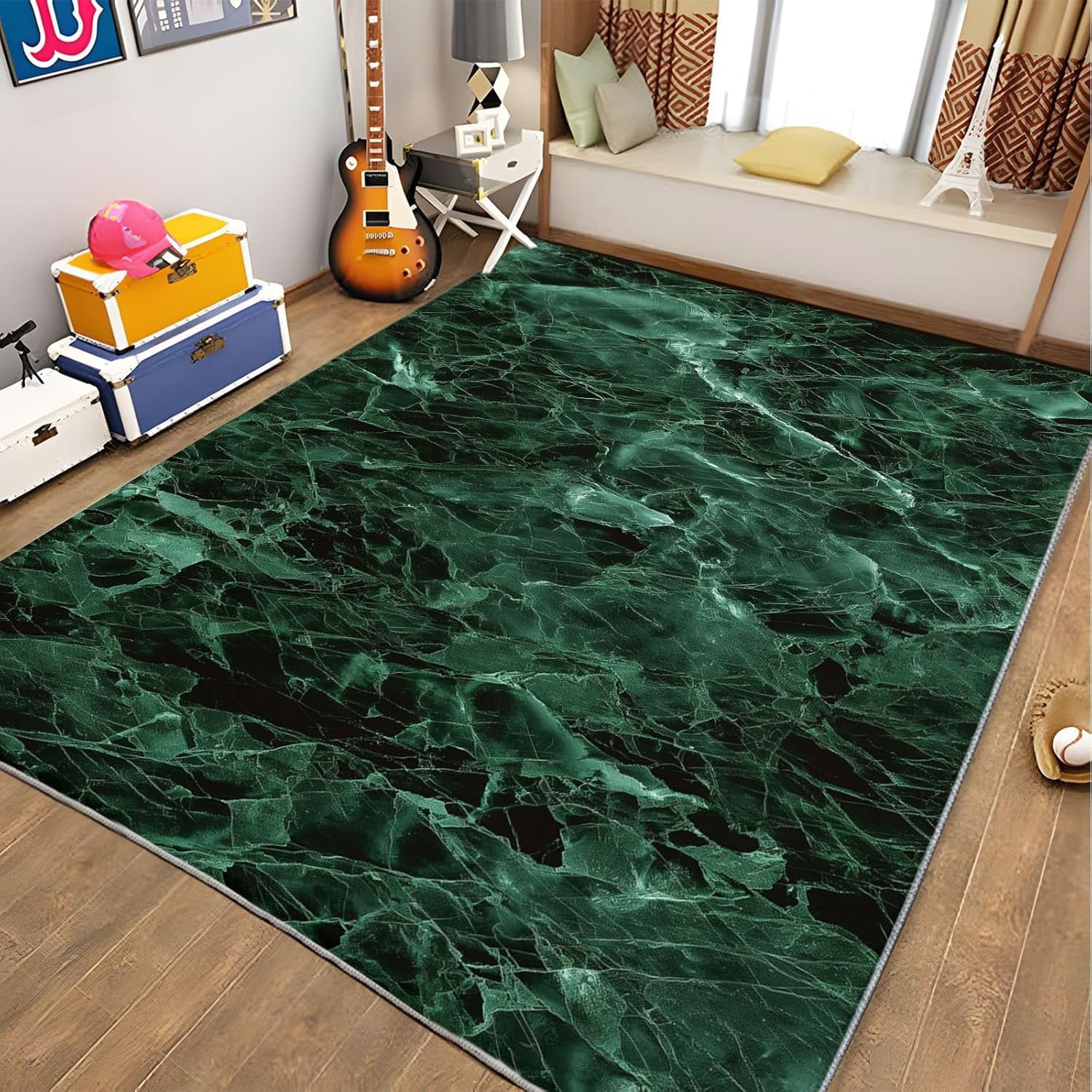Area Rug Rectangle Carpet, Marble Texture Fluid Printed Pattern Area ...