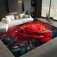 thumbnail image 1 of Area Rug Rectangle Carpet, Plant Flower Rose Machine Washable Rug For Living Room, Stain Resistant Non Slip Red Decorative Carpet For Bedroom Kitchen 5x7ft, 1 of 6