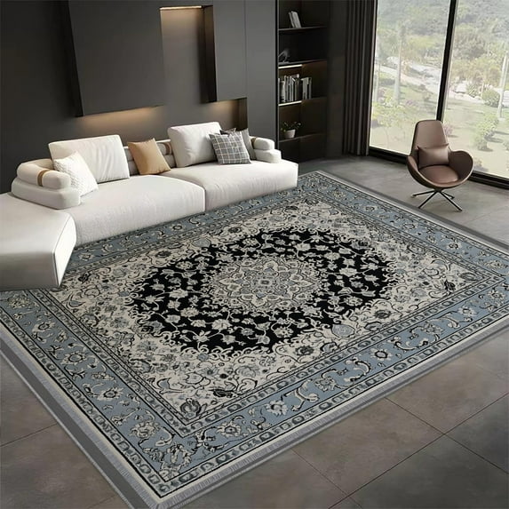 Area Rug Rectangle Carpet, Traditional Style Floral Pattern Printed Pattern Area Rugs, Distressed Design Washable Rugs, With Nonslip Backing Carpet, For Indoor Bedroom Living Room Home Office