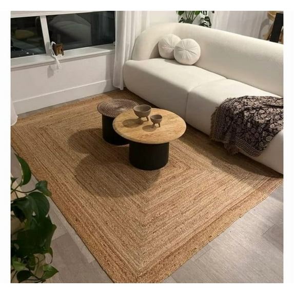 Area Rug Rectangular Natural Burlap Reversible Rustic Farmhouse Carpet for Living Room Bedroom Kitchen Entryway_2'X16'