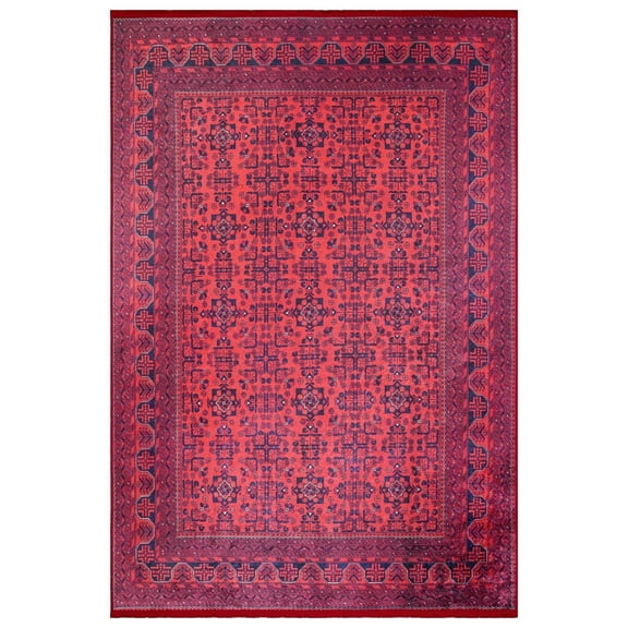 Red Traditional Pattern Area Rugs, 5x7 & 6x9