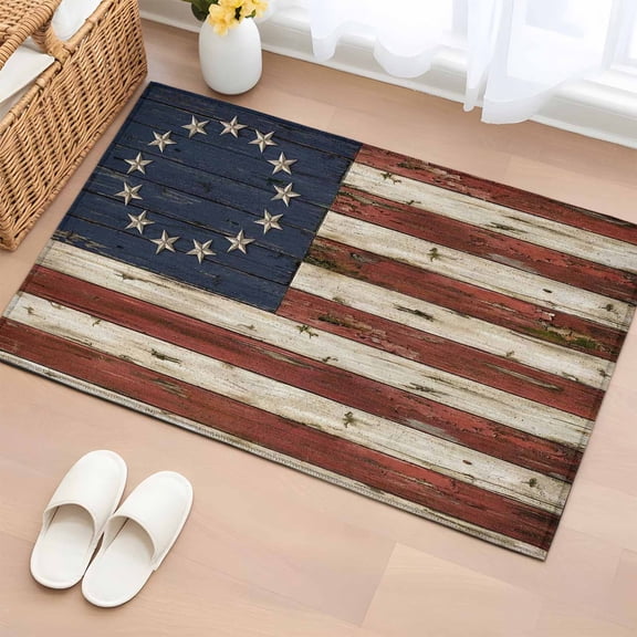 Area Rug Retro USA Flag Independence Day Rectangle Area Rugs Washable Rug for Living Room Bedroom Dining Room, Stripes and Stars Soft Non-slip Floor Carpet 2x3ft