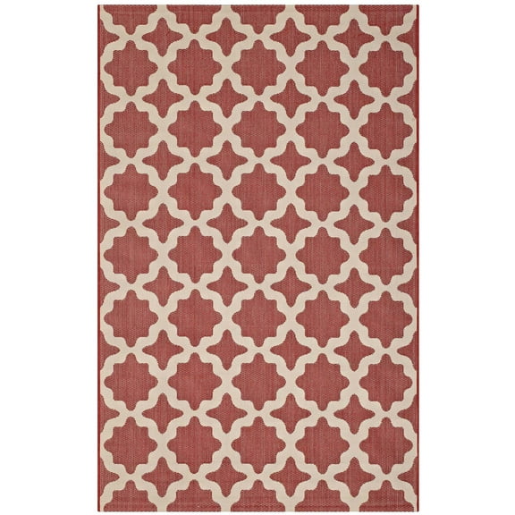 Area Rug Runner Floor Carpet, Indoor Outdoor, Moroccan, Rectangular, 9x12, Red Beige, Modern Contemporary Urban Design, Living Lounge Room Hotel Lobby Hospitality
