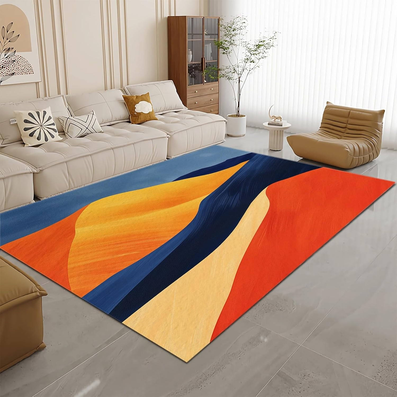 River Rugs Area Rug Runner, Simple Style Desert River Machine Washable Rug ...