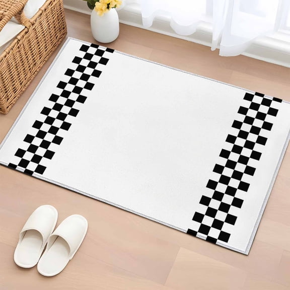Area Rug Rural Black and White Buffalo Lattice Checked Rectangle Area Rugs Washable Rug for Living Room Bedroom Dining Room, Gingham Soft Non-slip Floor Carpet 2x3ft