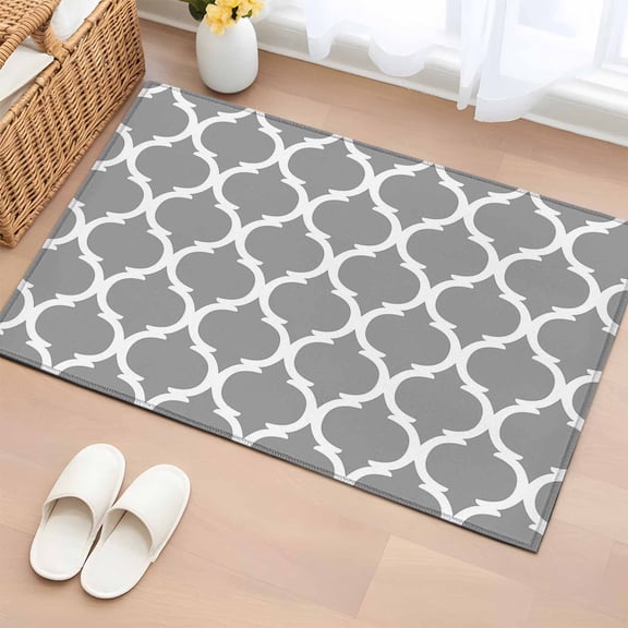 Area Rug Rustic Morocco Lattice Pattern Rectangle Area Rugs Washable Rug for Living Room Bedroom Dining Room, Modern Gray Soft Non-slip Floor Carpet 2x3ft