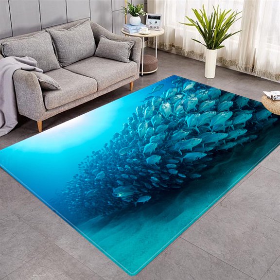 Area Rug Seaside Scenery Carpet 3DPrinted Living Room Area Rug Bedroom Kids Playing Rug Doormat Entr