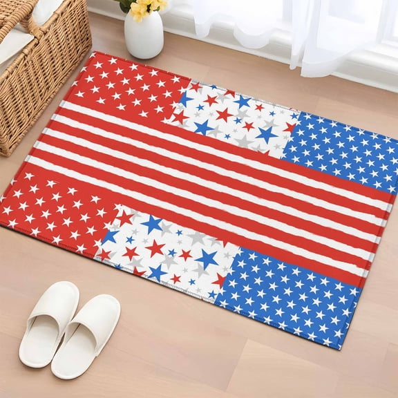 Area Rug Star and Striped Flag Rectangle Area Rugs Washable Rug for Living Room Bedroom Dining Room, Independence Day 250th Anniversary Soft Non-slip Floor Carpet 2x3ft