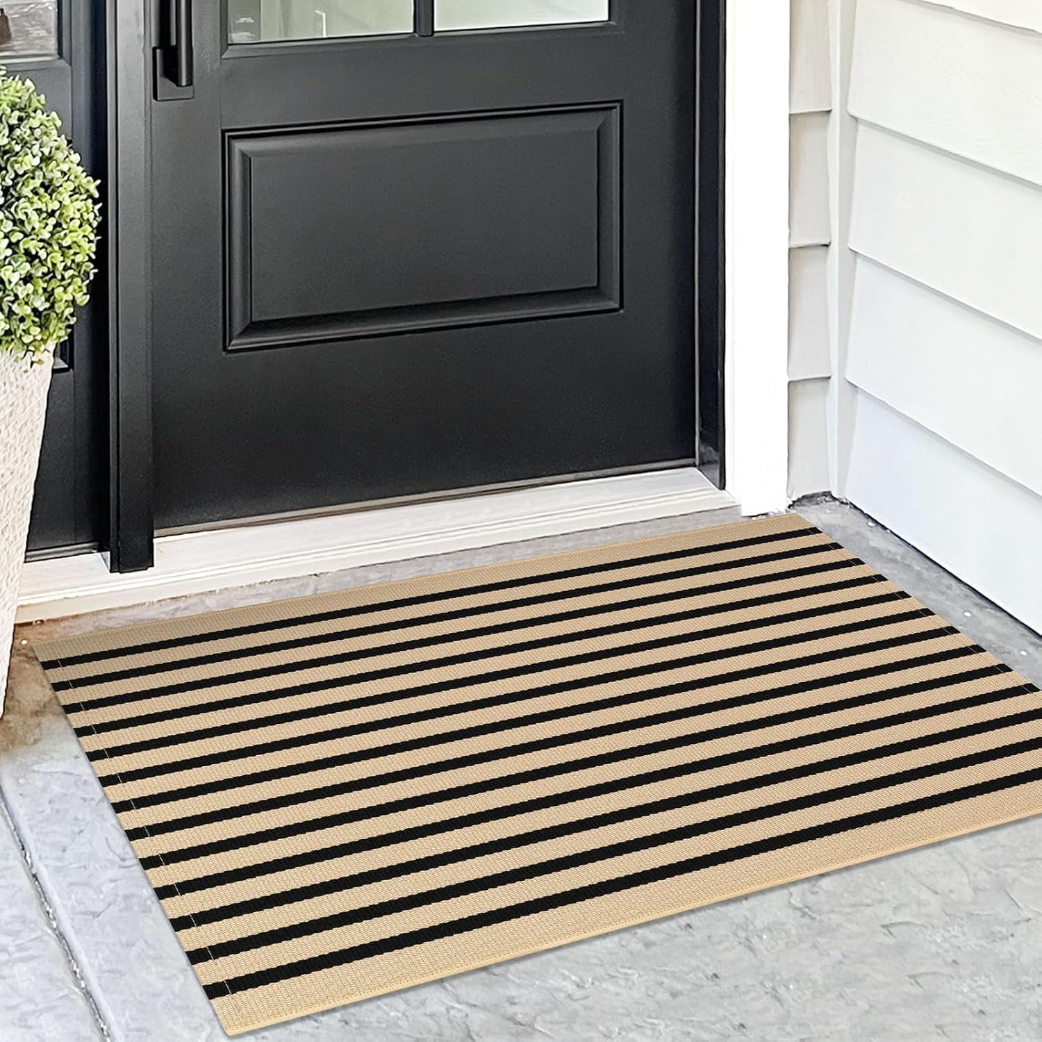 Area Rug  Striped Front Door Rug Cotton Washable Indoor Outdoor Rug Doormats Outdoor Small Striped Rugs for Kitchen Entryway Patio Front Porch Decor