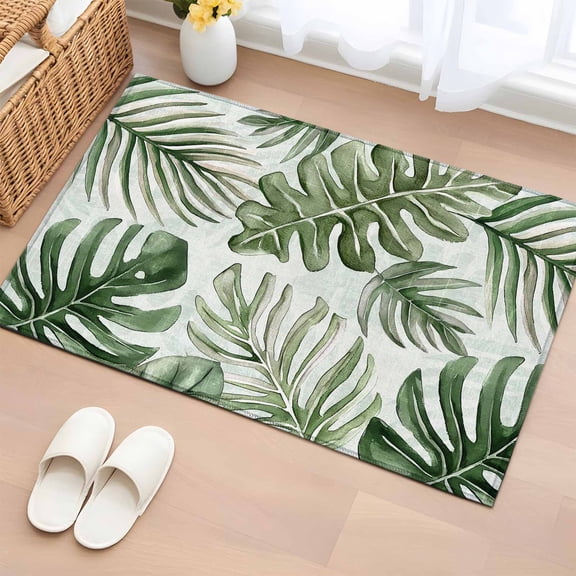 Area Rug Summer Tropical Sun-kissed Foliage Soft Rectangle Area Rugs Washable Rug for Living Room Bedroom Dining Room, Palm Leaves Non-slip Floor Carpet 2x3ft