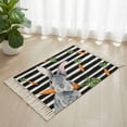 thumbnail image 1 of Area Rug with Tassels 2' x 3', Easter Bunny Carrot Cute Rabbit Kitchen Runner Rug for Hallway Bedroom Throw Rugs, Black and White Stripes Soft Door Mat for Bathroom Entrance Living Room, 1 of 9