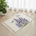 thumbnail image 1 of Area Rug with Tassels 2' x 3', Farm Purple Flowers Lavender Kitchen Runner Rug for Hallway Bedroom Throw Rugs, Country Dragonfly Soft Door Mat for Bathroom Entrance Living Room, 1 of 9