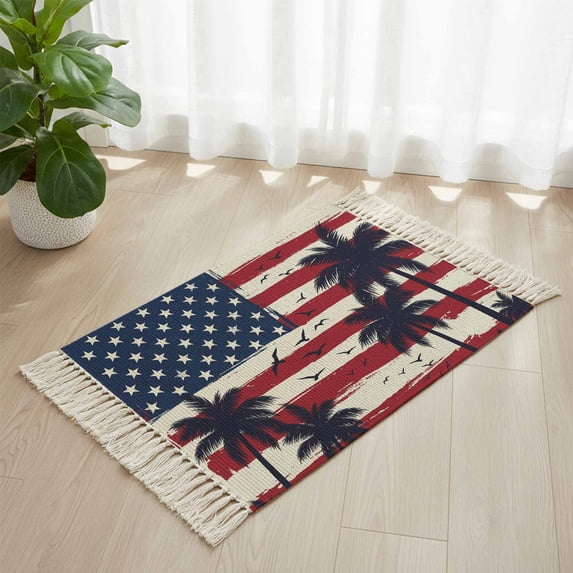 Area Rug with Tassels 2' x 3', Independence Day USA Flag Kitchen Runner ...