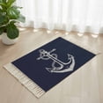 thumbnail image 1 of Area Rug with Tassels 2' x 3', Nautical Anchor Navy Blue Kitchen Runner Rug for Hallway Bedroom Throw Rugs, Ocean Coastal Style Soft Door Mat for Bathroom Entrance Living Room, 1 of 9