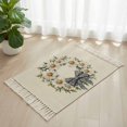 thumbnail image 1 of Area Rug with Tassels 2' x 3', Watercolor Daisy Wreath on Retro Linen Kitchen Runner Rug for Hallway Bedroom Throw Rugs, Summer Botanical Soft Door Mat for Bathroom Entrance Living Room, 1 of 9