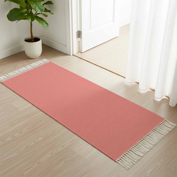 Area Rug with Tassels 2' x 4', Dark Hunter Green Kitchen Runner Rug for Hallway Bedroom Throw Rugs, Olive Green Soft Door Mat for Bathroom Entrance Living Room