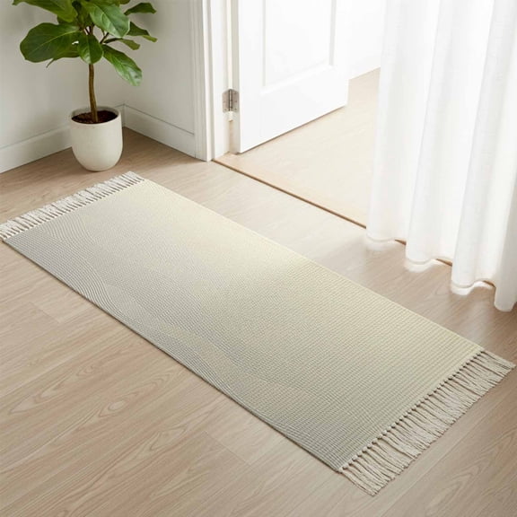 Area Rug with Tassels 2' x 5', Abstract Modern Gradient Wave Lines Kitchen Runner Rug for Hallway Bedroom Throw Rugs, Minimalist Dynamic Lines Soft Door Mat for Bathroom Entrance Living Room