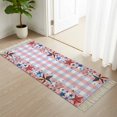 thumbnail image 1 of Area Rug with Tassels 2' x 5', American Flag Star Kitchen Runner Rug for Hallway Bedroom Throw Rugs, Independence Day Pink Blue Checkered Soft Door Mat for Bathroom Entrance Living Room, 1 of 9