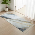 thumbnail image 1 of Area Rug with Tassels 2' x 5', Gray Gradient Marble Abstract Gold Foil Kitchen Runner Rug for Hallway Bedroom Throw Rugs, White Geometric Art Soft Door Mat for Bathroom Entrance Living Room, 1 of 9